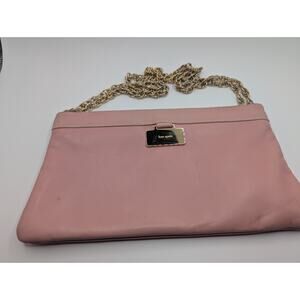Kate Spade Pink Leather Clutch Purse Made In Italy Gold Chain